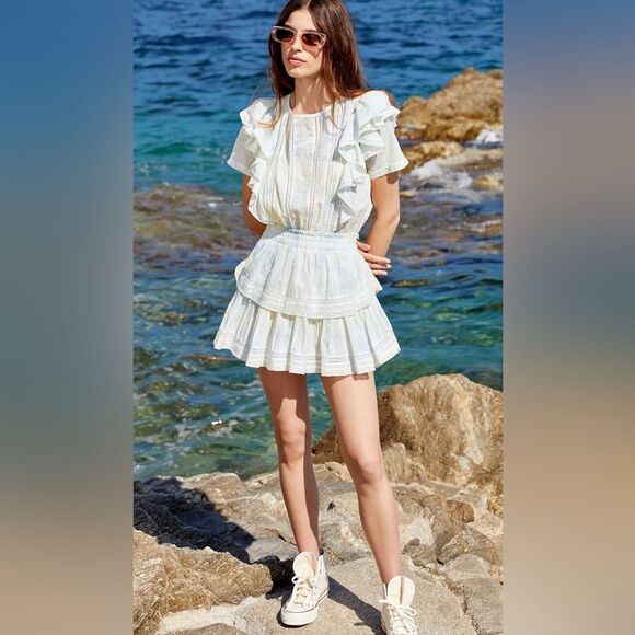 LoveShackFancy Dresses & Skirts - LoveShackFancy Hand Dyed Natasha Heritage Mini Dress in Lily Pond. Size P.